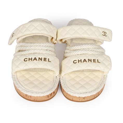 white and gold chanel sandals